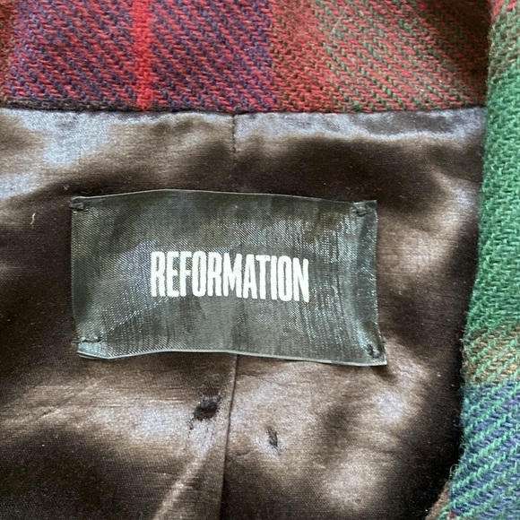 Reformation Double Breated Plaid Blazer Jacket - Picture 2 of 4